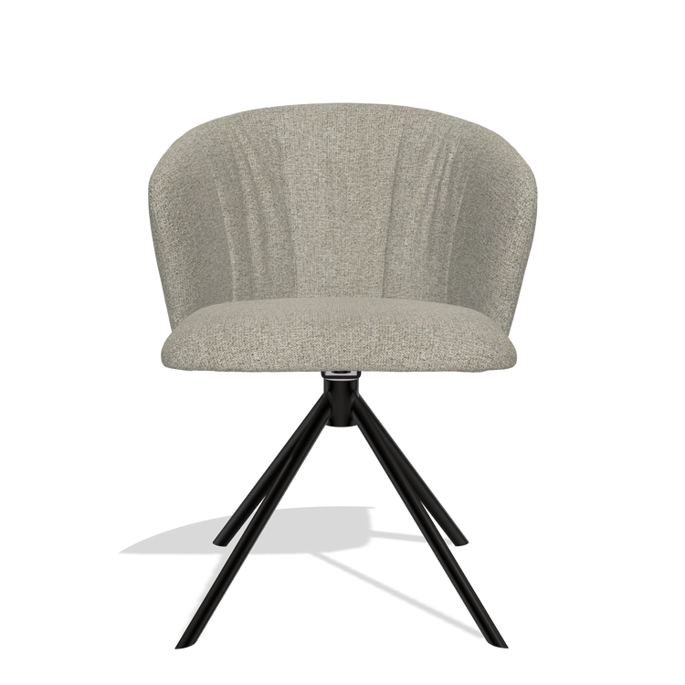 Dining Chair Bolzano 6644 in Taurus 05 fabric (sage), black swivel base, front view
