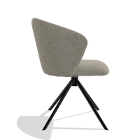 Dining Chair Bolzano 6644 in Taurus 05 fabric (sage), black swivel base, side view