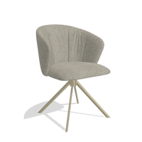 Dining Chair Bolzano 6644 in Taurus 05 fabric (sage), champagne swivel base, angled view