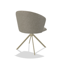 Dining Chair Bolzano 6644 in Taurus 05 fabric (sage), champagne swivel base, back angled view