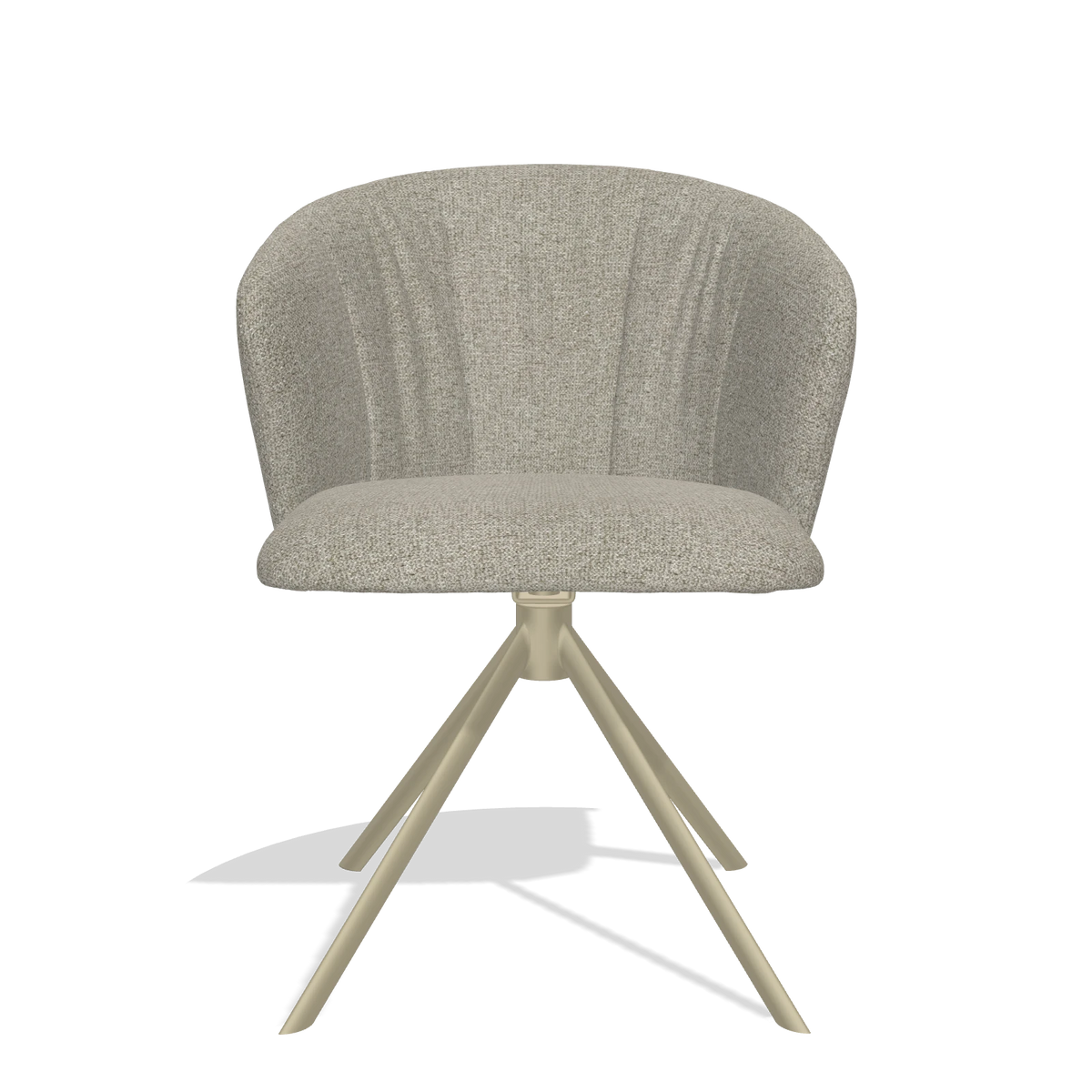 Dining Chair Bolzano 6644 in Taurus 05 fabric (sage), champagne swivel base, front view