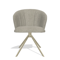 Dining Chair Bolzano 6644 in Taurus 05 fabric (sage), champagne swivel base, front view