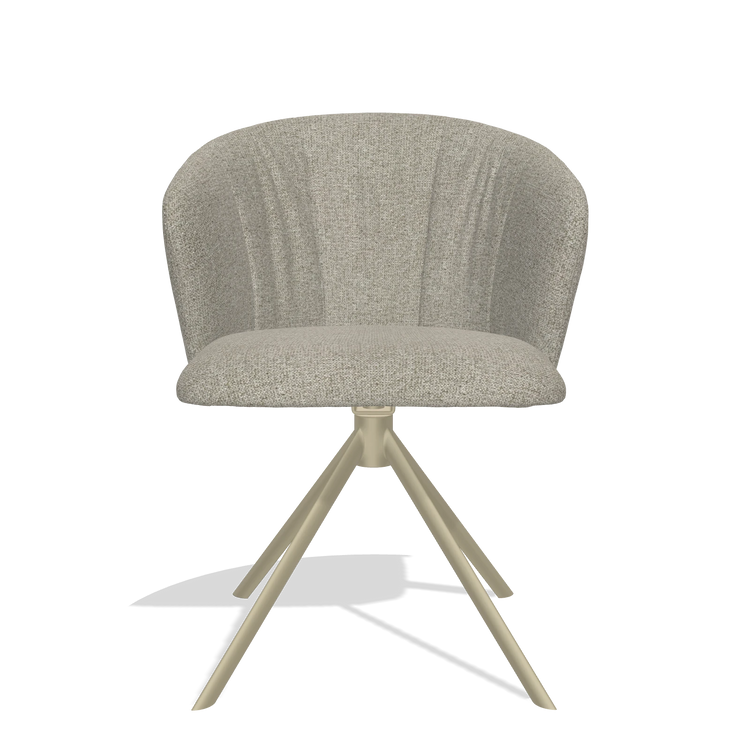 Dining Chair Bolzano 6644 in Taurus 05 fabric (sage), champagne swivel base, front view