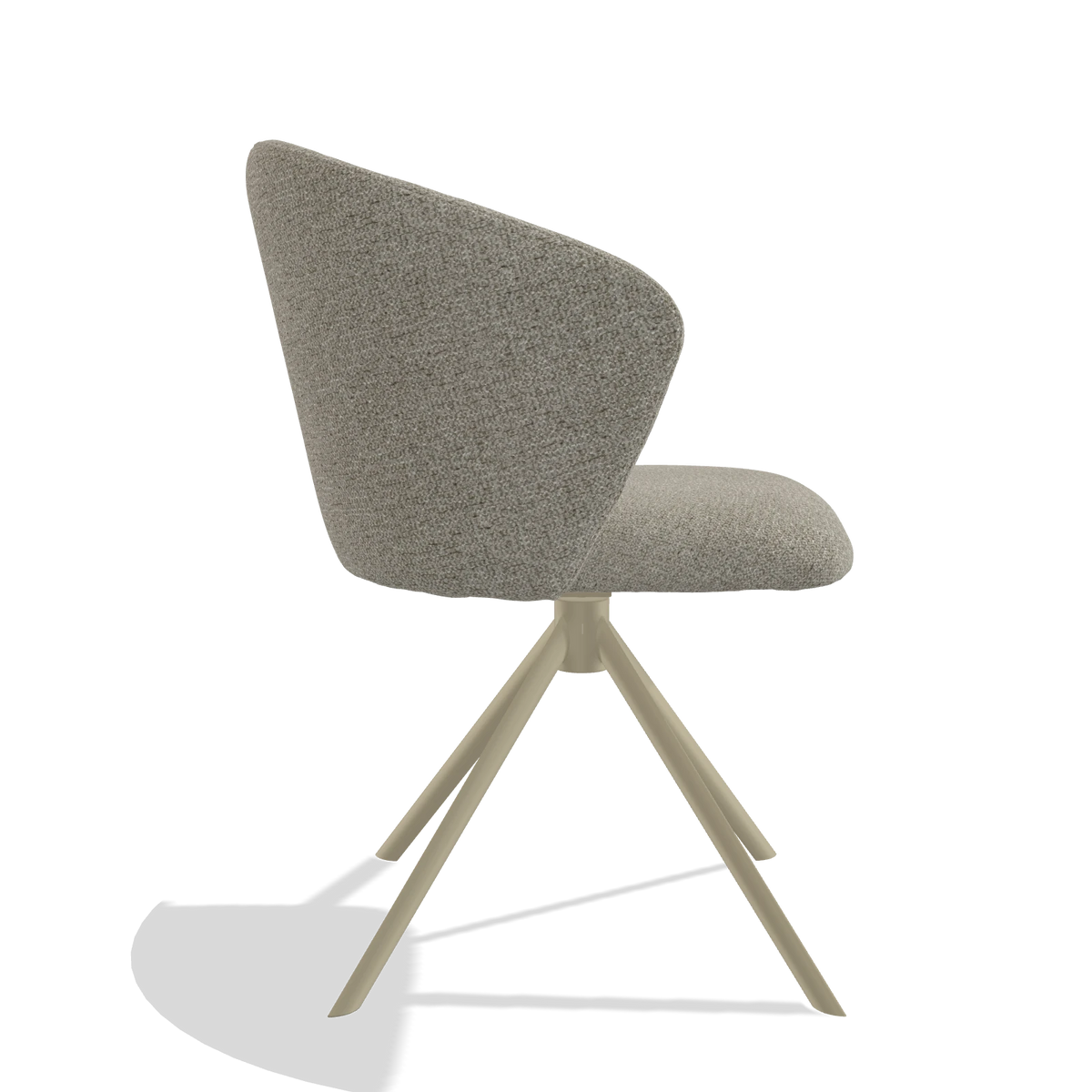 Dining Chair Bolzano 6644 in Taurus 05 fabric (sage), champagne swivel base, side view