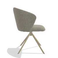 Dining Chair Bolzano 6644 in Taurus 05 fabric (sage), champagne swivel base, side view