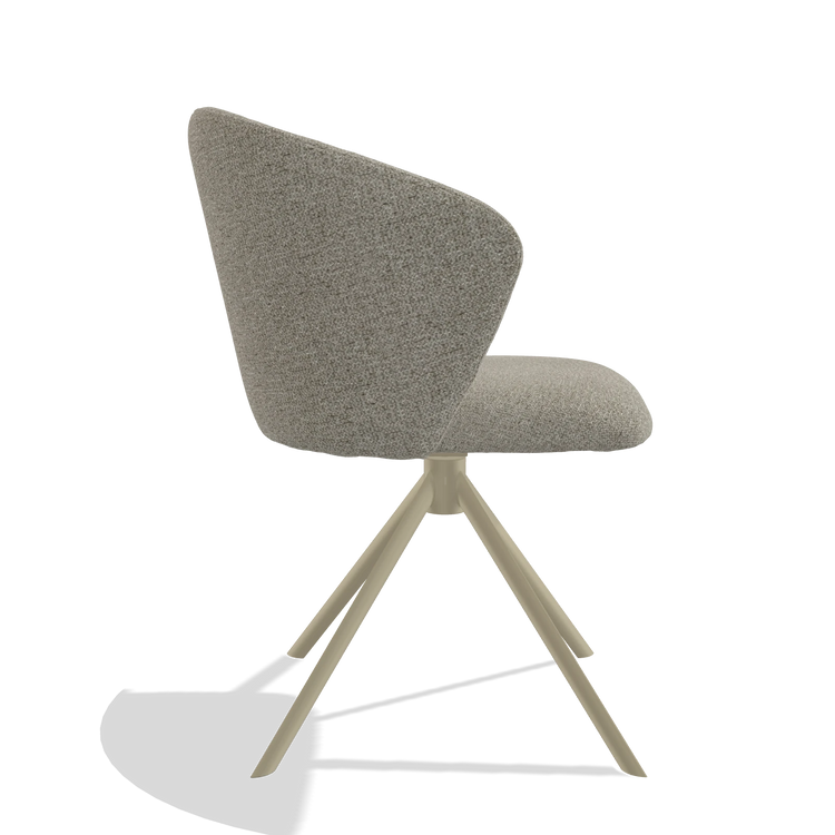 Dining Chair Bolzano 6644 in Taurus 05 fabric (sage), champagne swivel base, side view