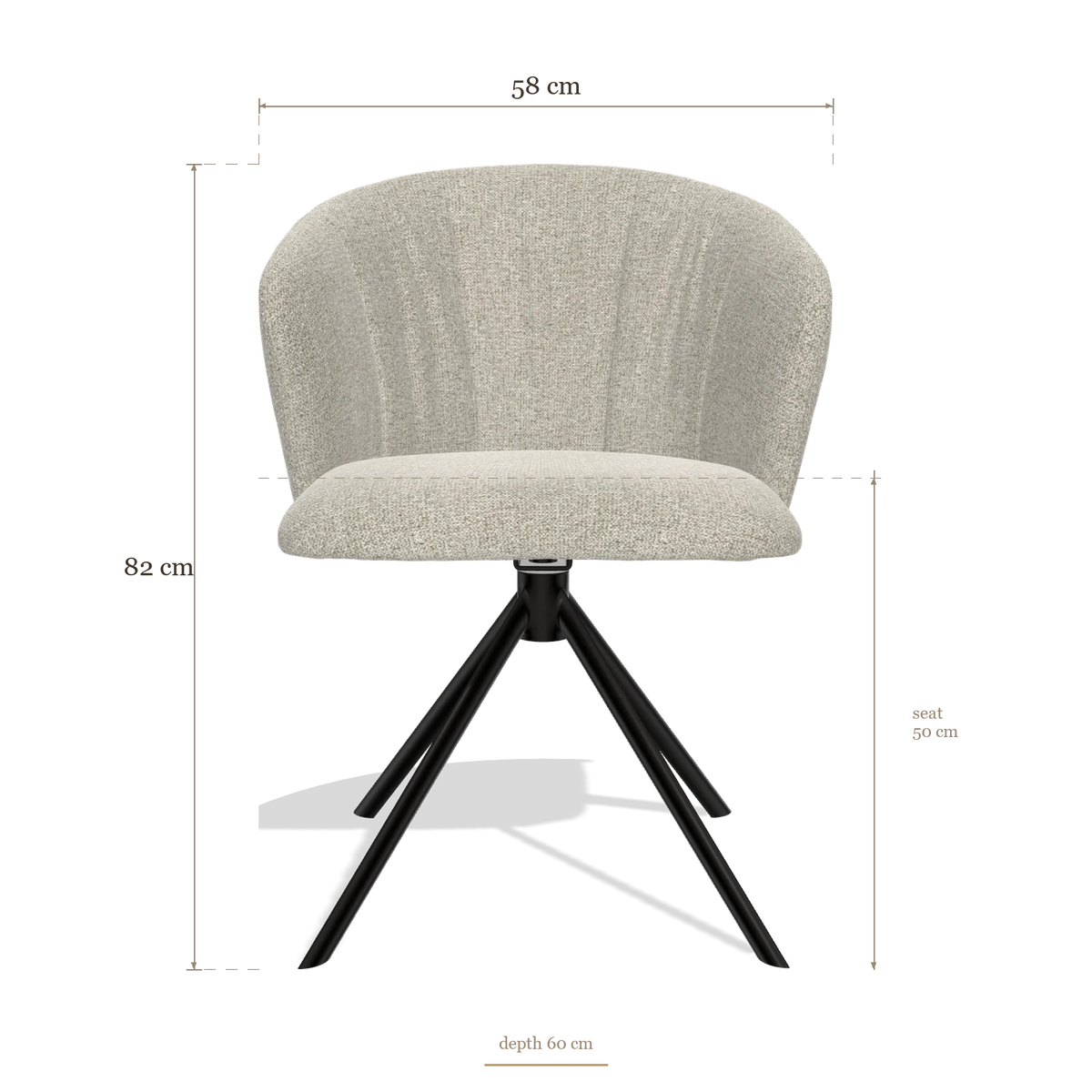 Dining Chair Bolzano 6644, dimensions 58 x 60 x 82 cm