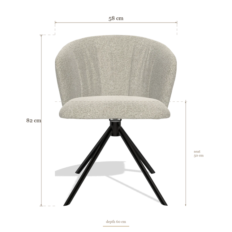 Dining Chair Bolzano 6644, dimensions 58 x 60 x 82 cm