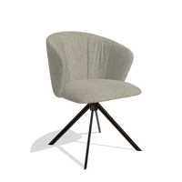 Dining Chair Bolzano 6644 in Taurus 05 fabric (sage), espresso swivel base, angled view