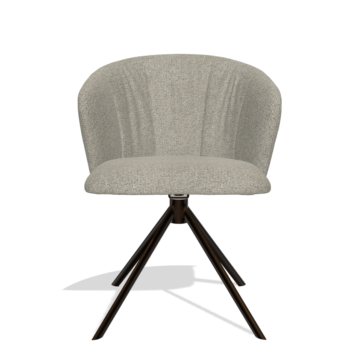 Dining Chair Bolzano 6644 in Taurus 05 fabric (sage), espresso swivel base, front view