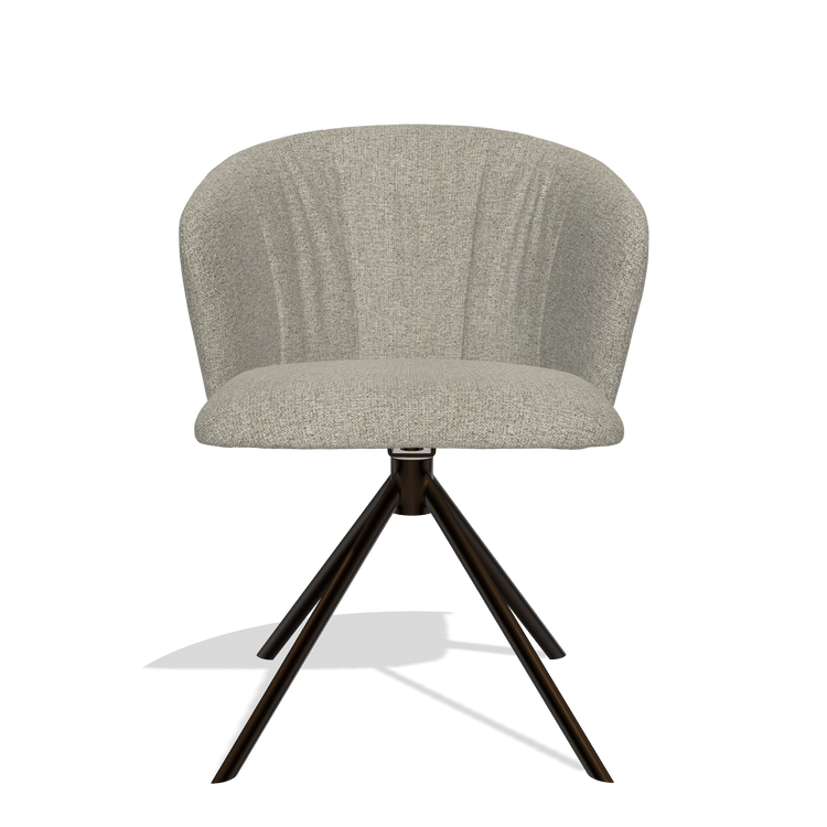 Dining Chair Bolzano 6644 in Taurus 05 fabric (sage), espresso swivel base, front view
