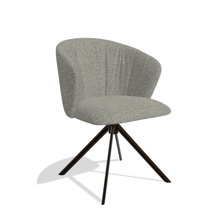 Esszimmerstuhl Bolzano 6644 in Stoff Taurus 65 (Taupe), Drehfuß in Espresso, Schrägansicht