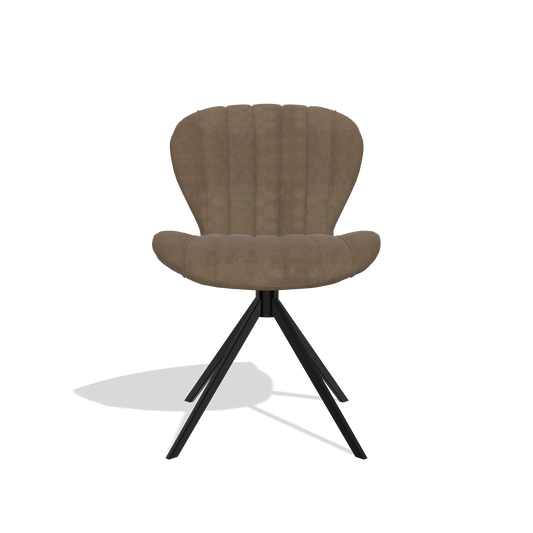 Silla de comedor Butterfly 6412 en tela Bull 15 (marrón), base giratoria en negro, vista frontal