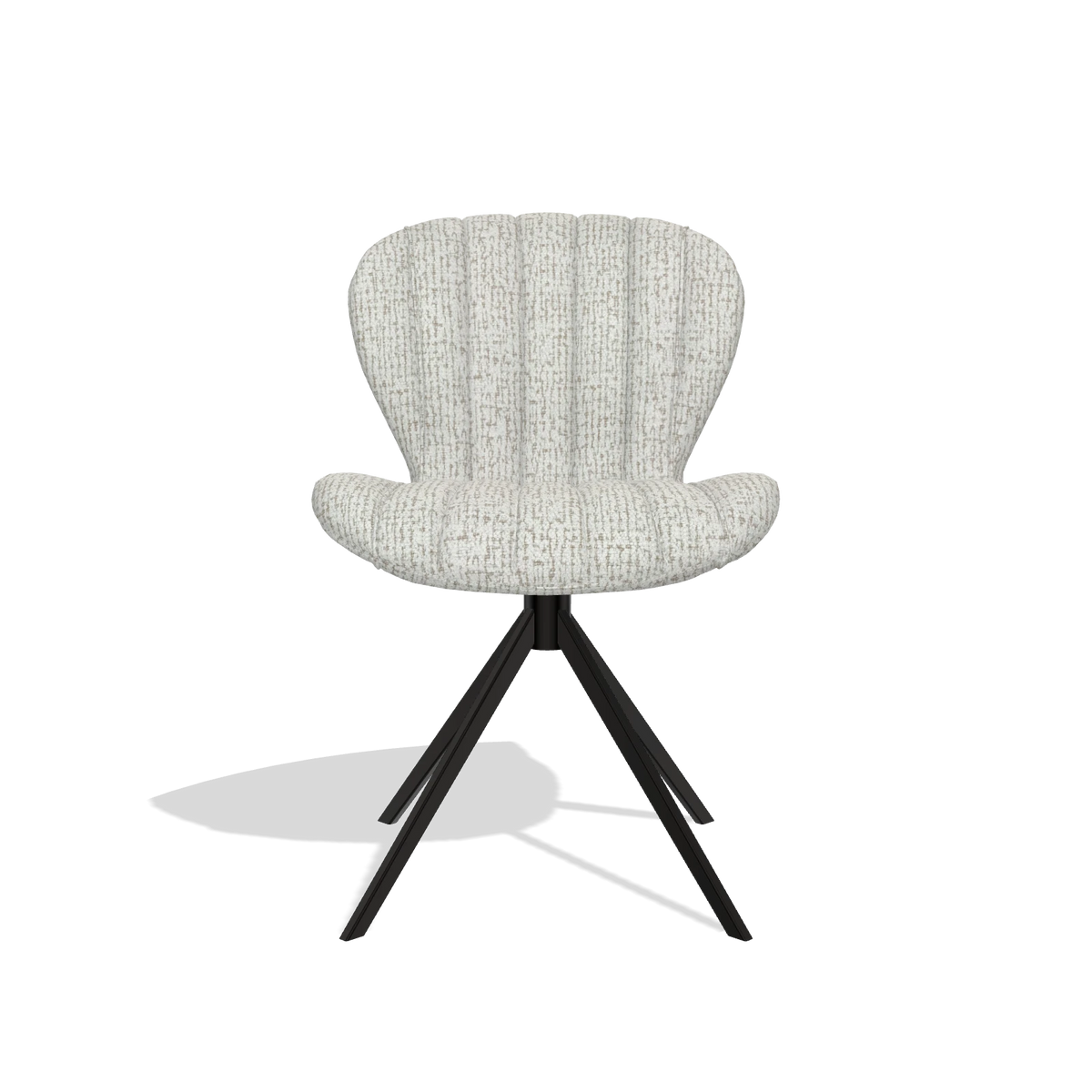 Sedia da pranzo Butterfly 6412 in tessuto Horta 186 (grigio chiaro), base girevole in nero, vista frontale
