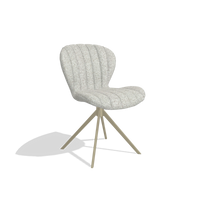 Sedia da pranzo Butterfly 6412 in tessuto Horta 186 (grigio chiaro), base girevole in champagne, vista angolata