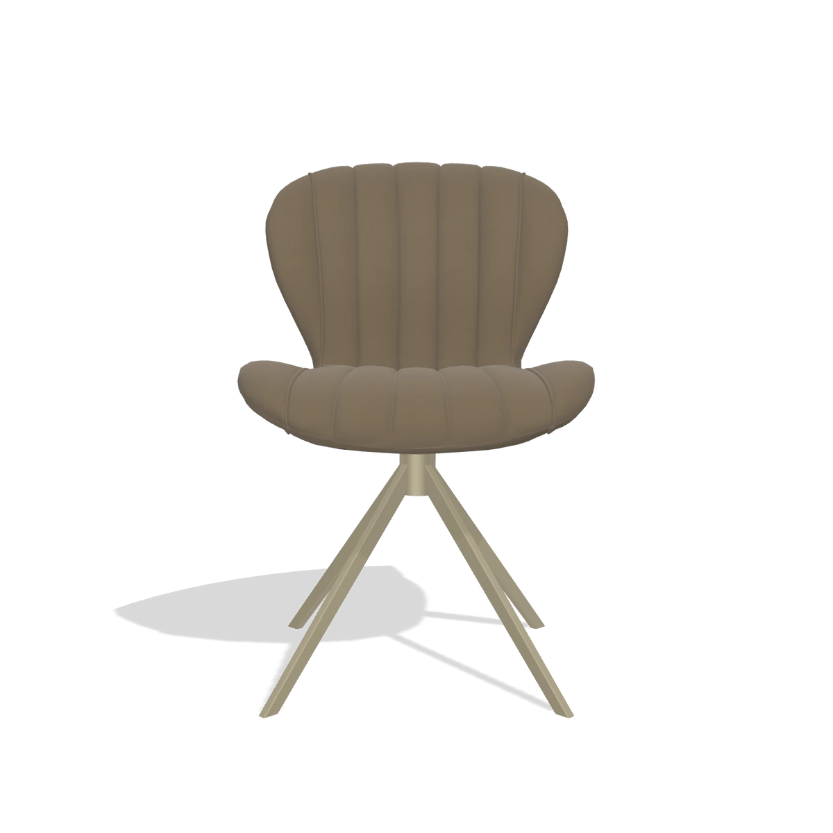 Chaise de salle à manger Butterfly 6412 en Cuir B901 (olive), pied pivotant en champagne, vue de face