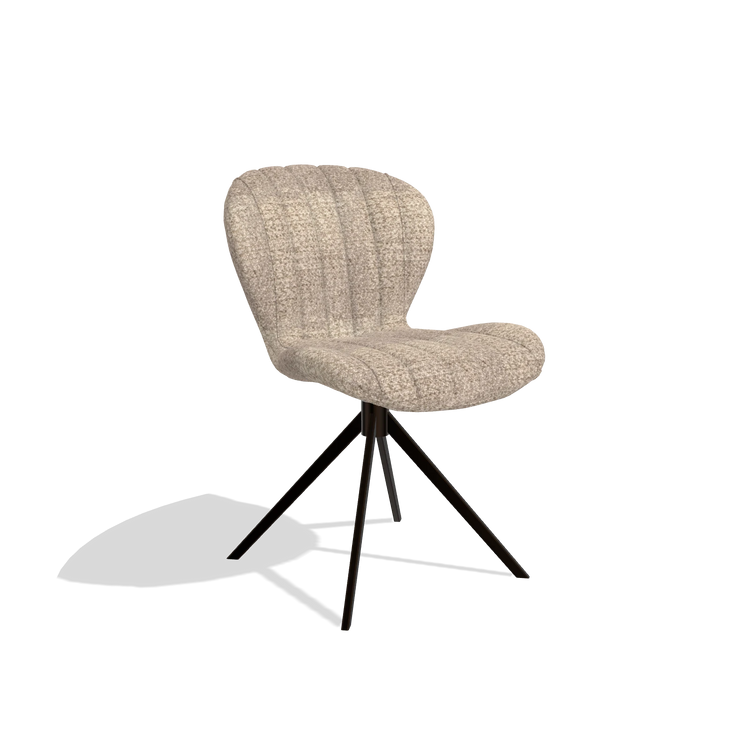 Dining Chair Butterfly 6412 in Venga 10 fabric (greige), espresso swivel base, angled view