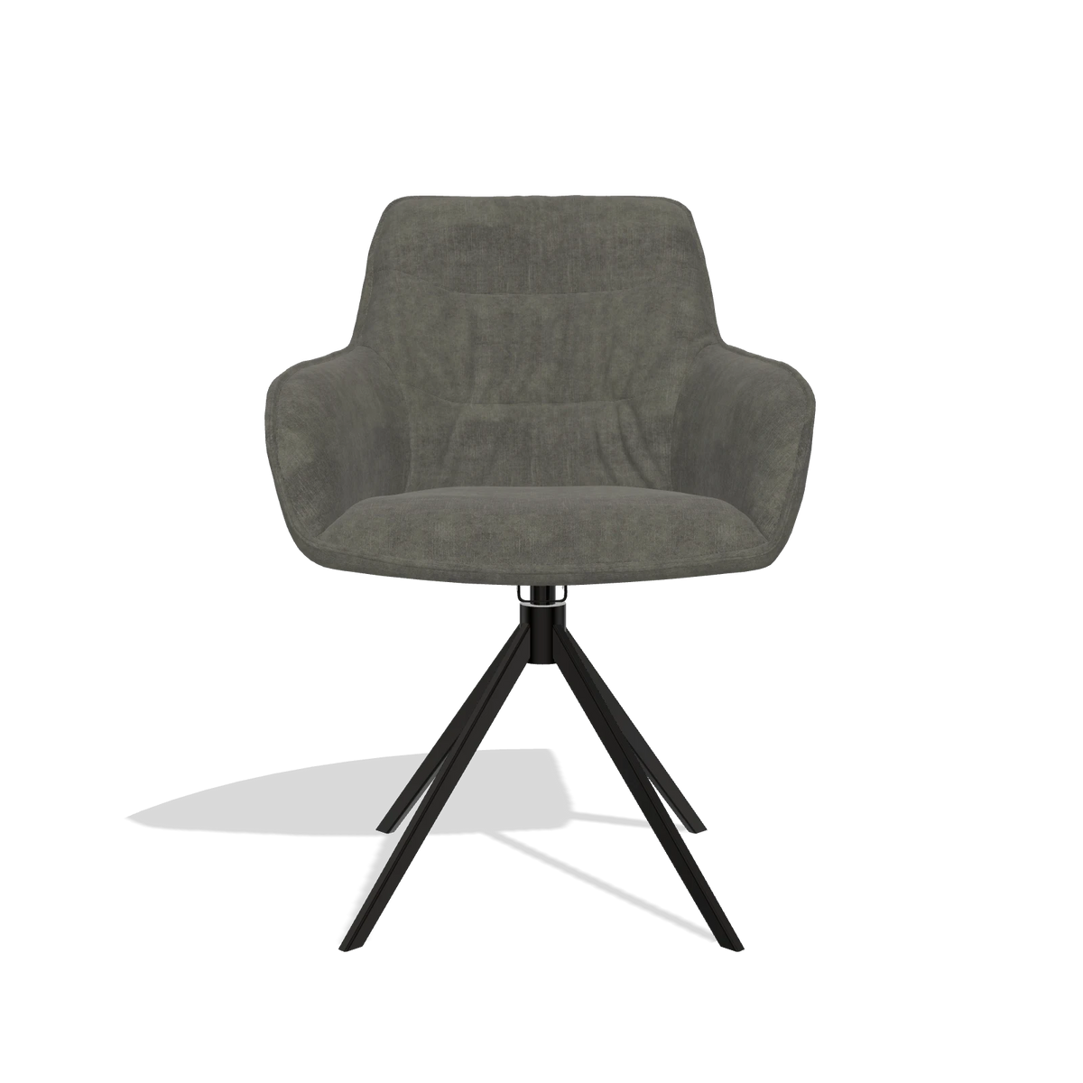 Dining Chair Como 6450 in Adore 156 fabric (dark grey), black swivel base, front view