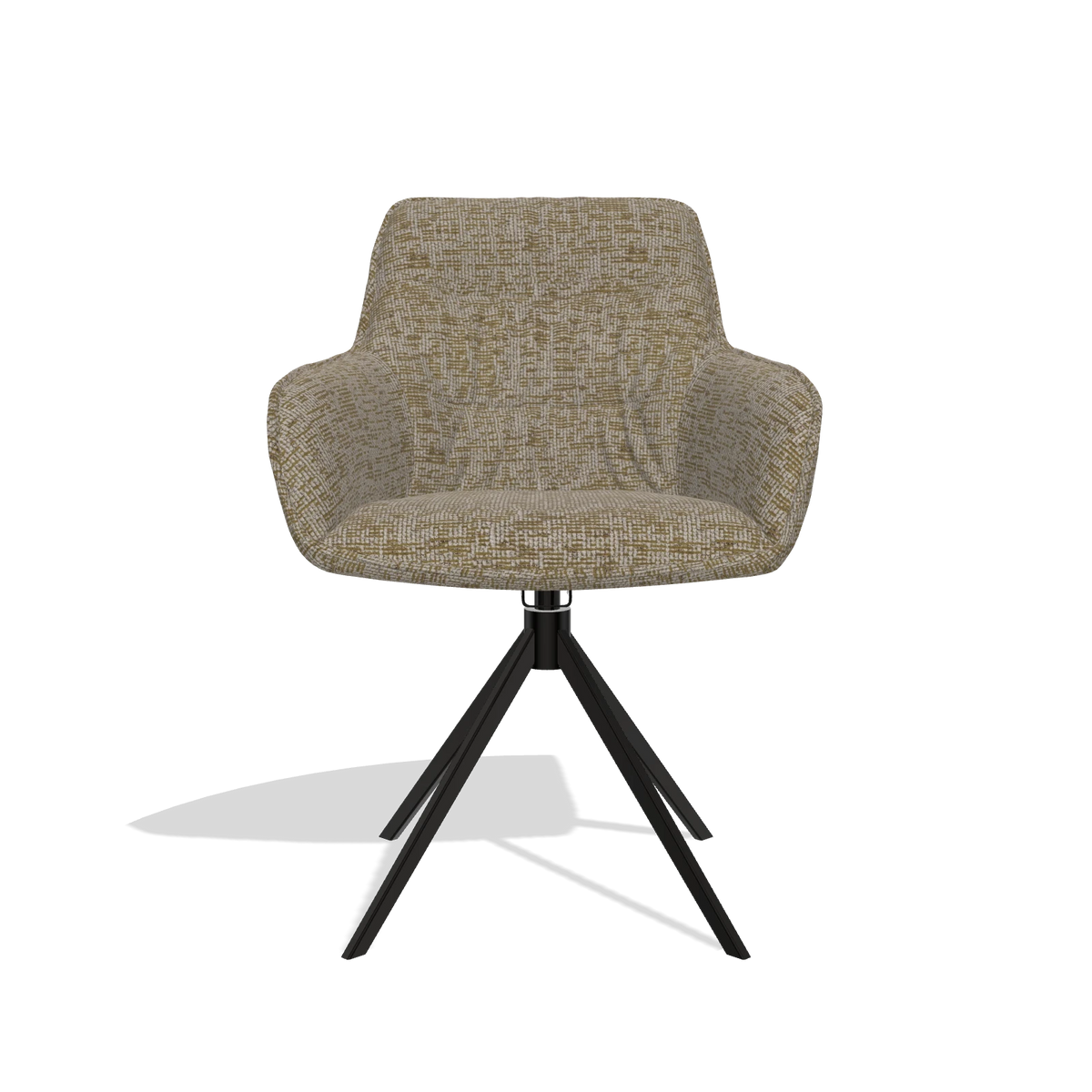 Esszimmerstuhl Como 6450 in Stoff Be Fine 25 (Taupe), Drehfuß in Schwarz, Vorderansicht