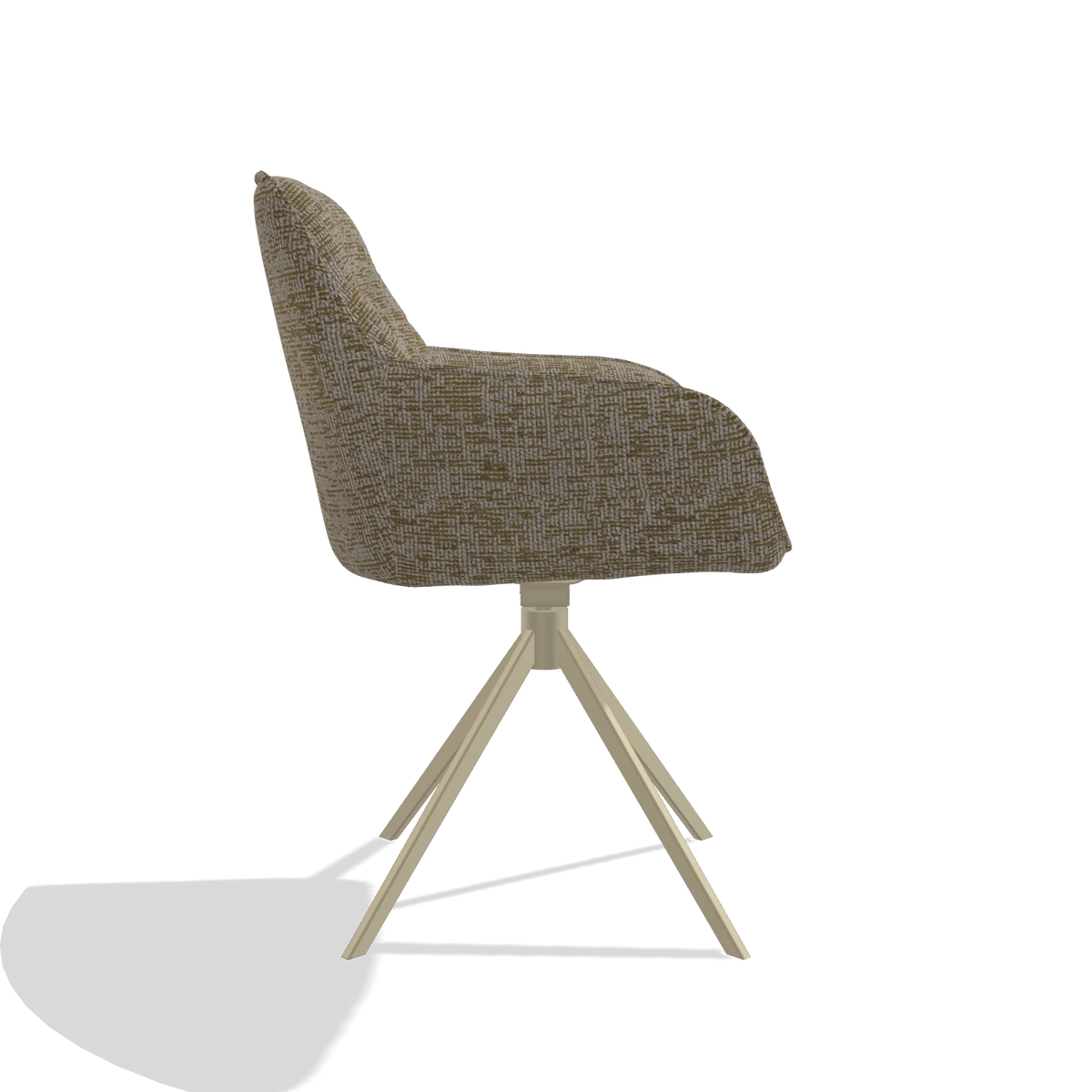 Esszimmerstuhl Como 6450 in Stoff Be Fine 25 (Taupe), Drehfuß in Champagner, Seitenansicht