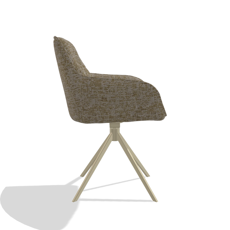 Esszimmerstuhl Como 6450 in Stoff Be Fine 25 (Taupe), Drehfuß in Champagner, Seitenansicht