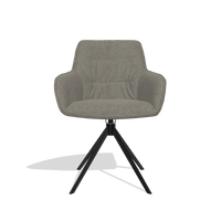 Dining Chair Como 6450 in Boogie 12 fabric (dark grey), black swivel base, front view