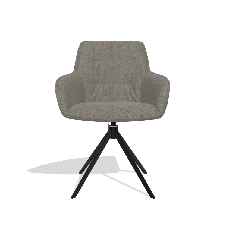 Dining Chair Como 6450 in Boogie 12 fabric (dark grey), black swivel base, front view