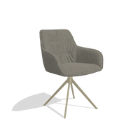 Dining Chair Como 6450 in Boogie 12 fabric (dark grey), champagne swivel base, angled view