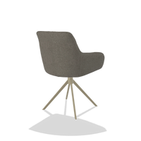 Dining Chair Como 6450 in Boogie 12 fabric (dark grey), champagne swivel base, back angled view