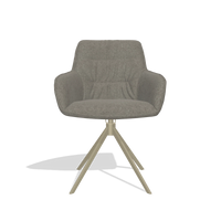 Dining Chair Como 6450 in Boogie 12 fabric (dark grey), champagne swivel base, front view