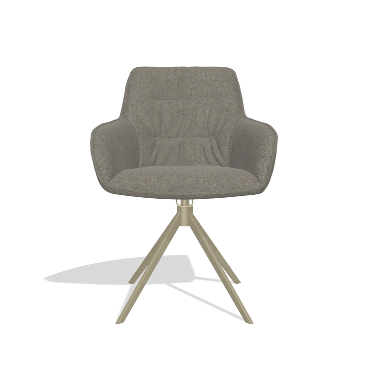 Dining Chair Como 6450 in Boogie 12 fabric (dark grey), champagne swivel base, front view