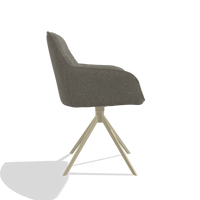 Dining Chair Como 6450 in Boogie 12 fabric (dark grey), champagne swivel base, side view