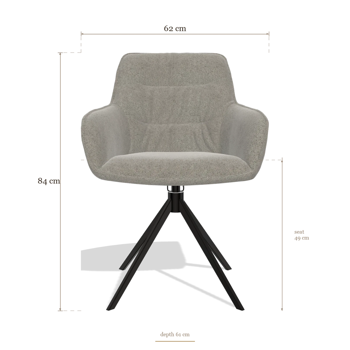 Dining Chair Como 6450, dimensions 62 x 61 x 84 cm