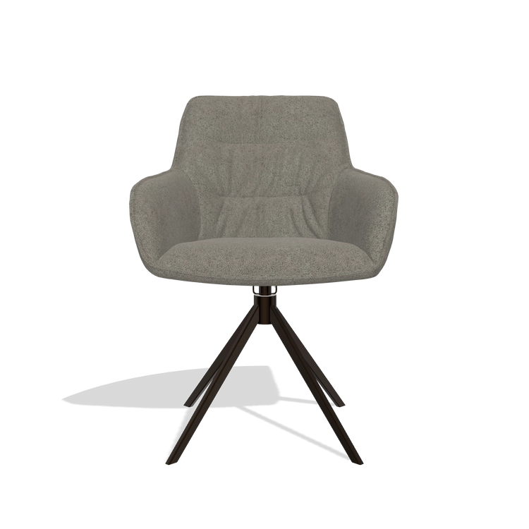 Dining Chair Como 6450 in Boogie 12 fabric (dark grey), espresso swivel base, front view
