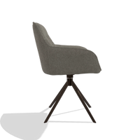 Dining Chair Como 6450 in Boogie 12 fabric (dark grey), espresso swivel base, side view