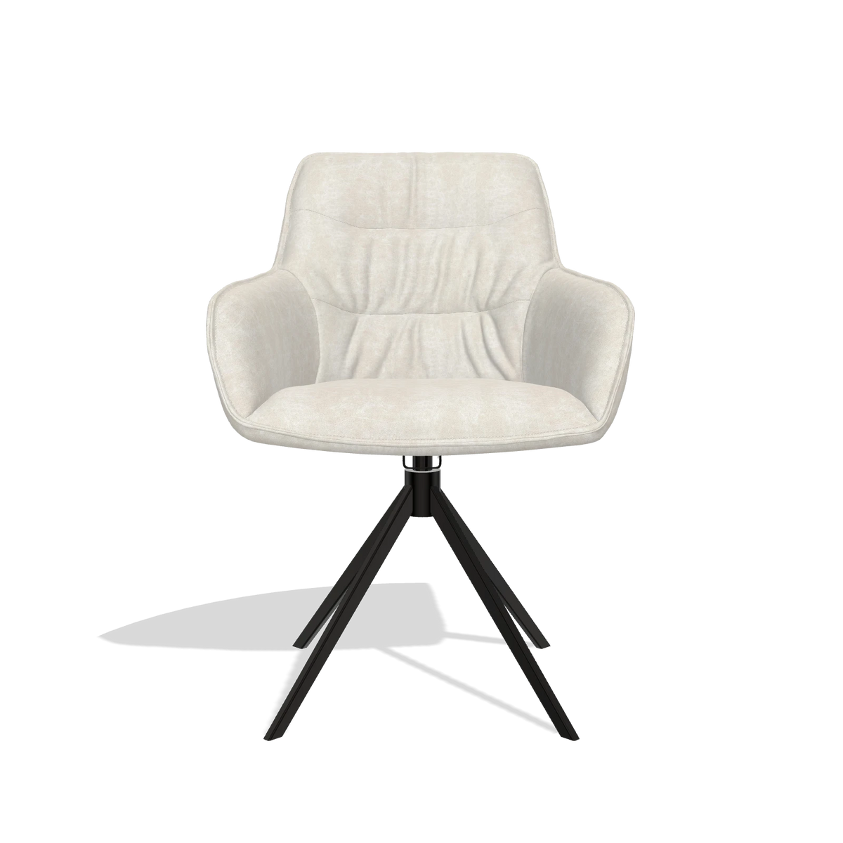 Silla de comedor Como 6450 en tela Bull 05 (gris claro), base giratoria en negro, vista frontal