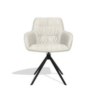 Silla de comedor Como 6450 en tela Bull 05 (gris claro), base giratoria en negro, vista frontal