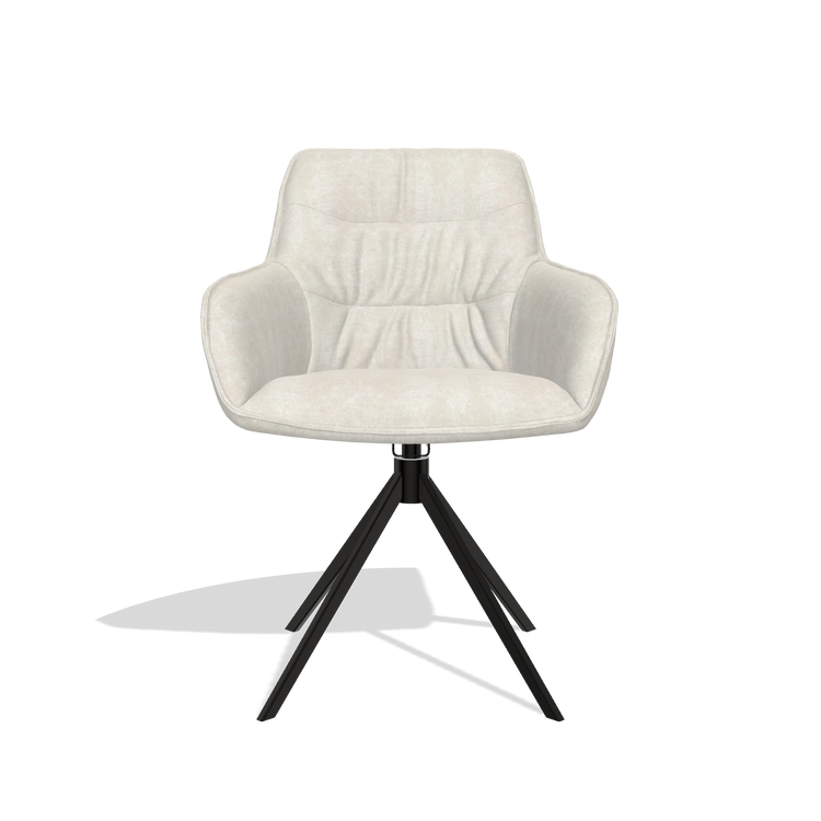 Silla de comedor Como 6450 en tela Bull 05 (gris claro), base giratoria en negro, vista frontal