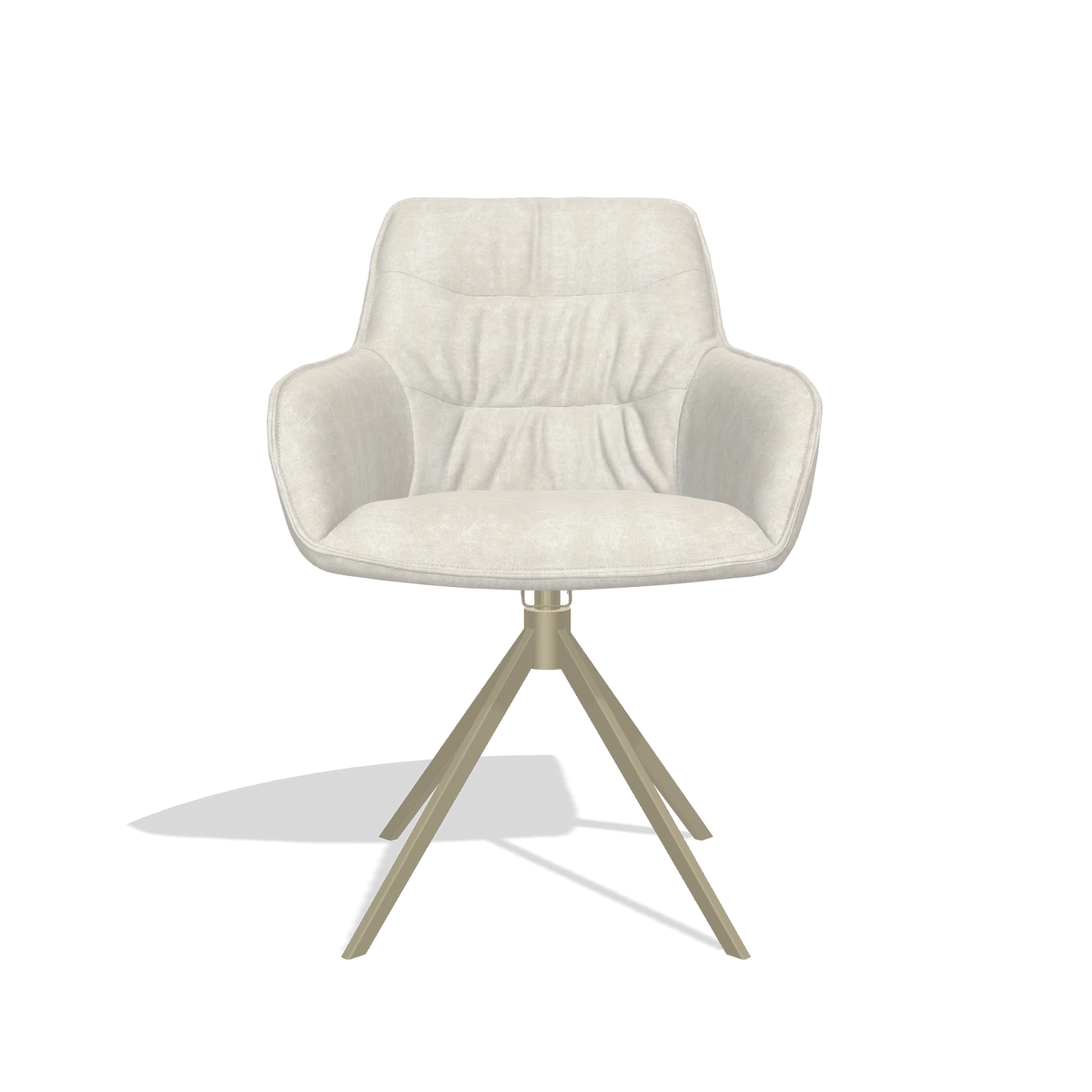 Silla de comedor Como 6450 en tela Bull 05 (gris claro), base giratoria en champán, vista frontal
