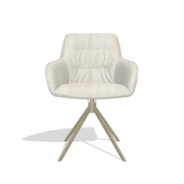 Silla de comedor Como 6450 en tela Bull 05 (gris claro), base giratoria en champán, vista frontal