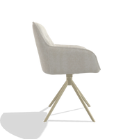Silla de comedor Como 6450 en tela Bull 05 (gris claro), base giratoria en champán, vista lateral