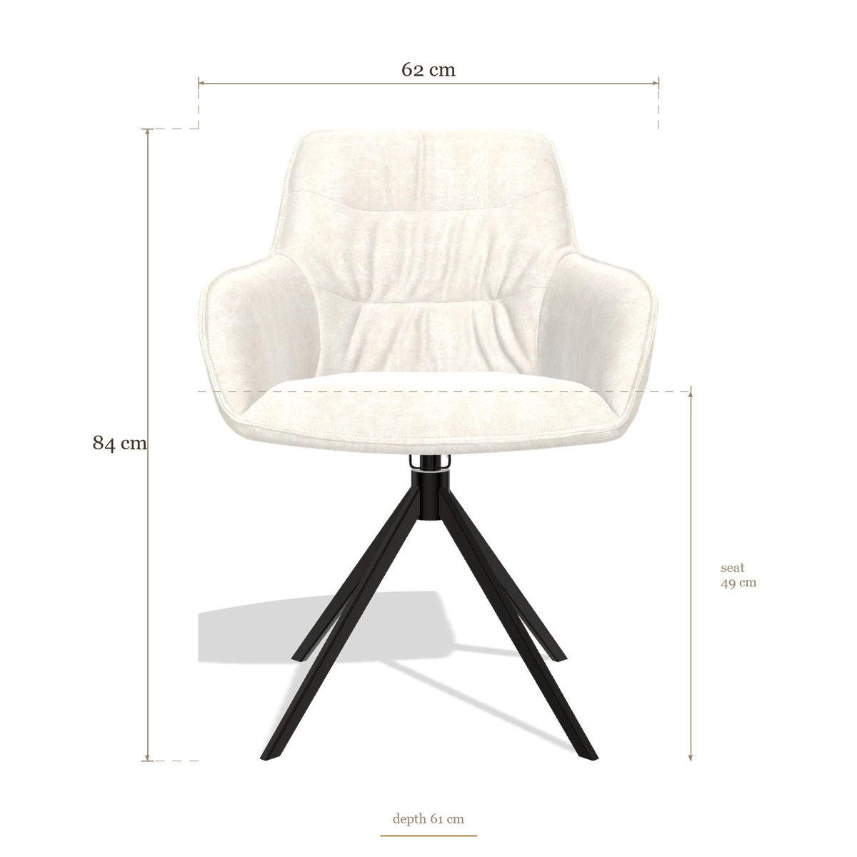 Silla de comedor Como 6450, medidas 62 x 61 x 84 cm