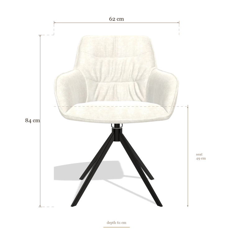 Silla de comedor Como 6450, medidas 62 x 61 x 84 cm