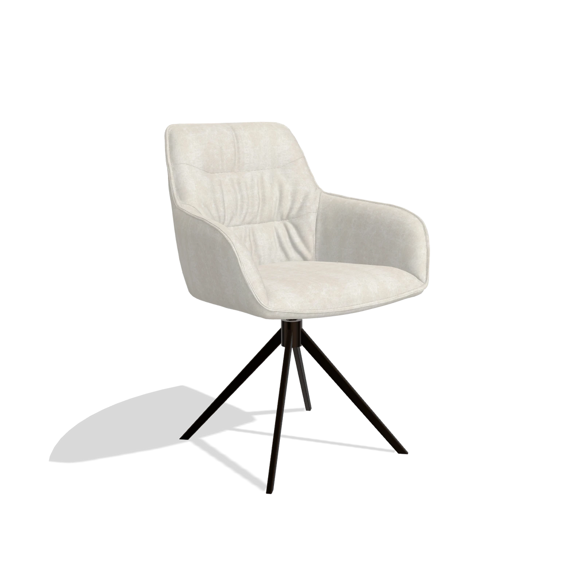 Silla de comedor Como 6450 en tela Bull 05 (gris claro), base giratoria en espresso, vista en ángulo