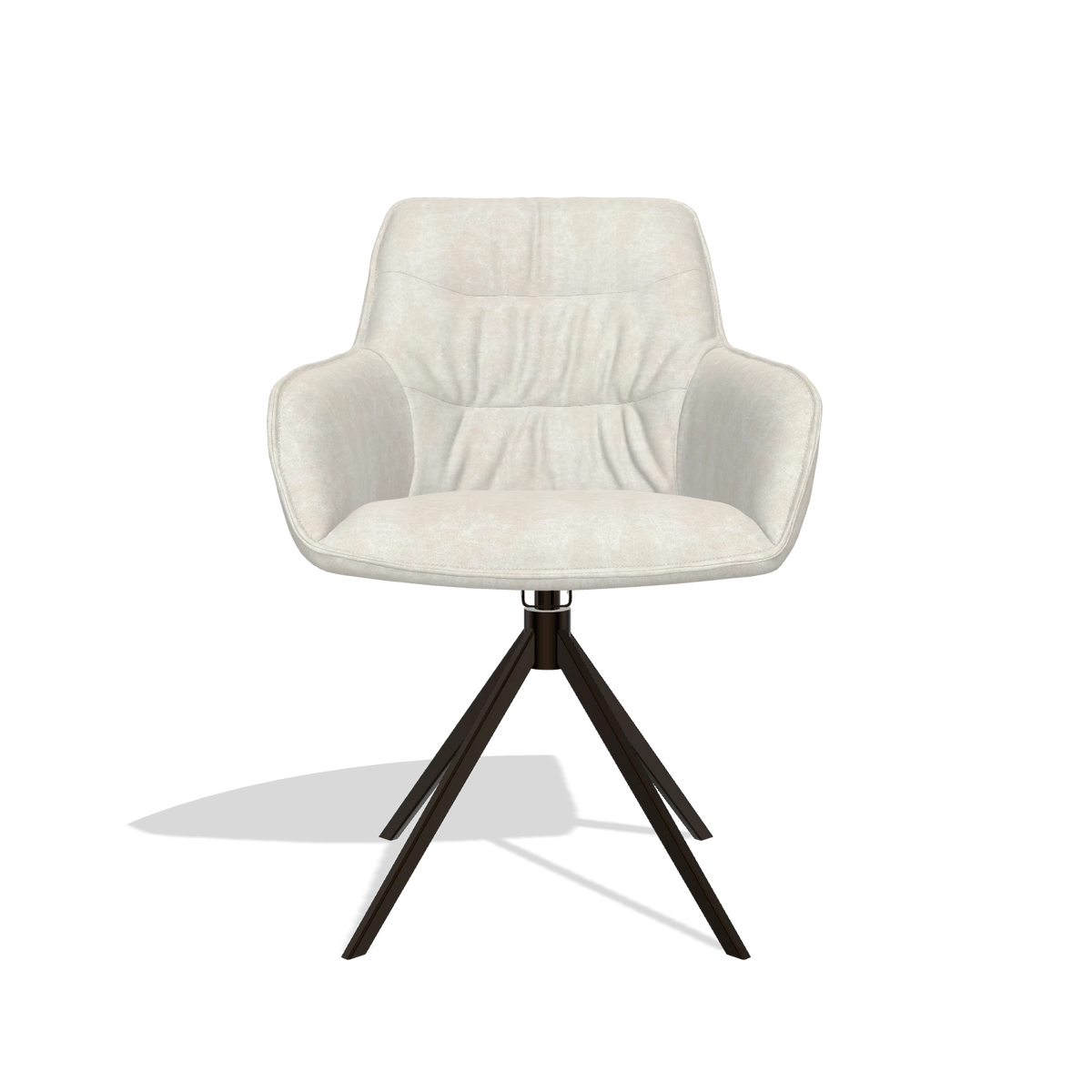 Silla de comedor Como 6450 en tela Bull 05 (gris claro), base giratoria en espresso, vista frontal