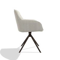 Silla de comedor Como 6450 en tela Bull 05 (gris claro), base giratoria en espresso, vista lateral