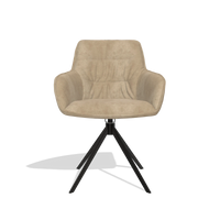 Silla de comedor Como 6450 en tela Bull 10 (greige), base giratoria en negro, vista frontal