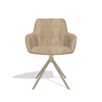 Silla de comedor Como 6450 en tela Bull 10 (greige), base giratoria en champán, vista frontal