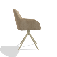 Silla de comedor Como 6450 en tela Bull 10 (greige), base giratoria en champán, vista lateral