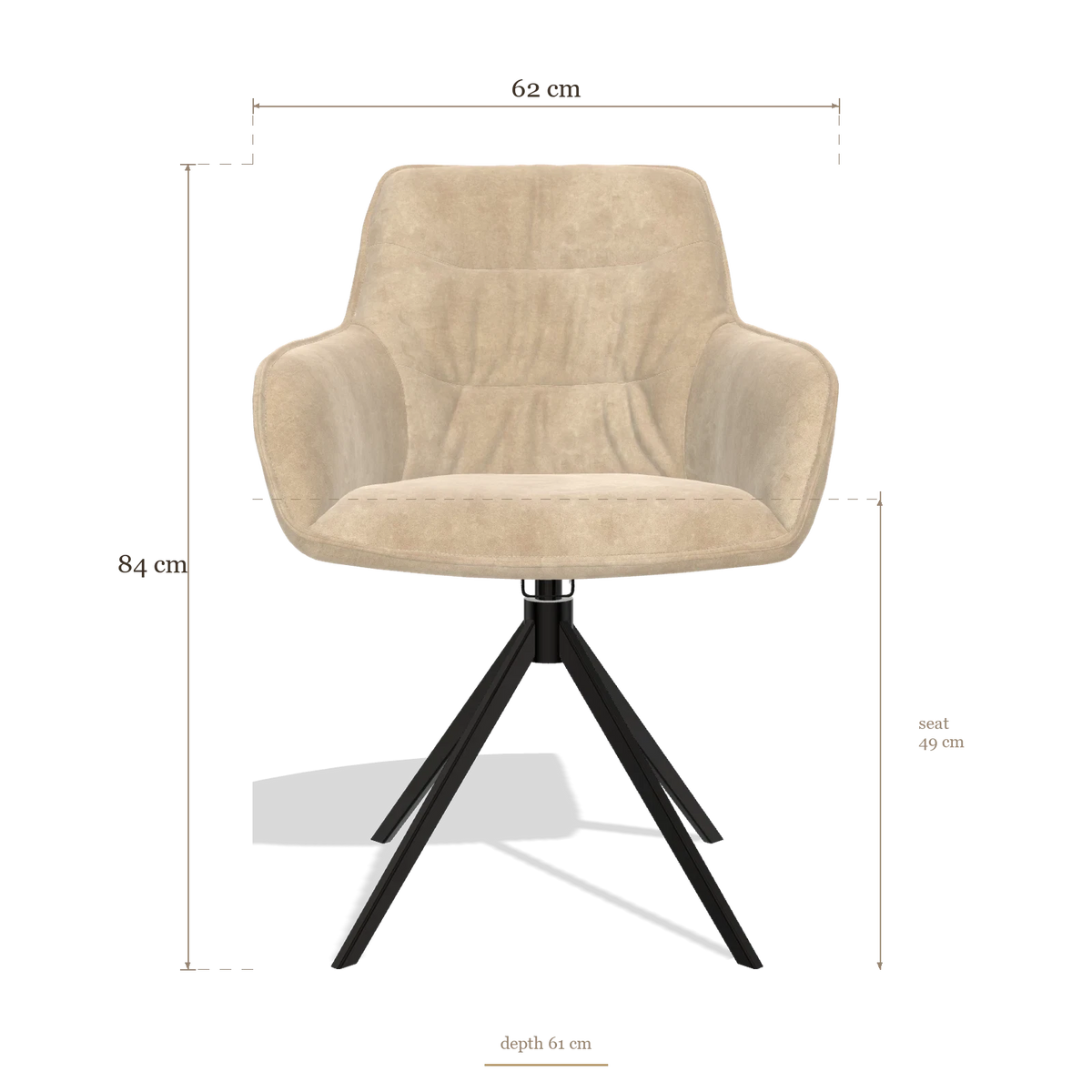 Silla de comedor Como 6450, medidas 62 x 61 x 84 cm